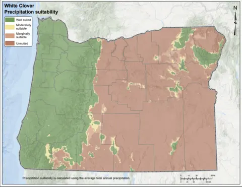 White Clover Precipitation Oregon Map