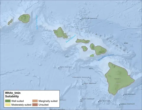 White Clover Minimum Temperature Hawaii Map