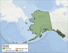 Red Clover Maximum Temperature Alaska Map
